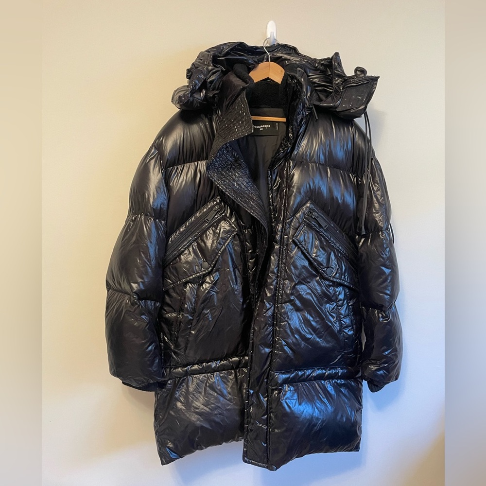 DSQUARED2  Men’s Puffer Jacket Black Heavy Winter Coat Sizs 50 Italian Down